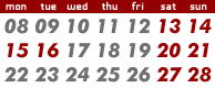 calendar : we will be closed on Aug 14, 15, 16, 20, 21, 27 and 28.