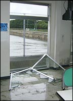 Kyokuyo Shipyard - Window Destroyed by Typhoon Luis
