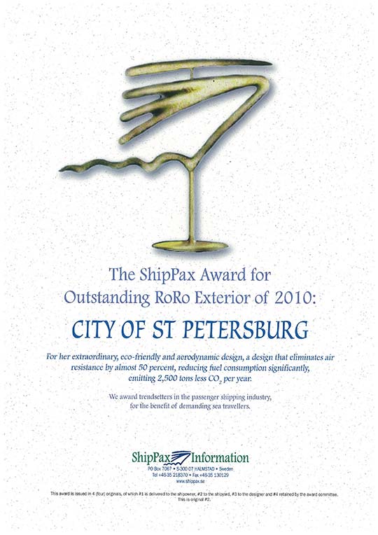 Award Certificate, Shippax 2010