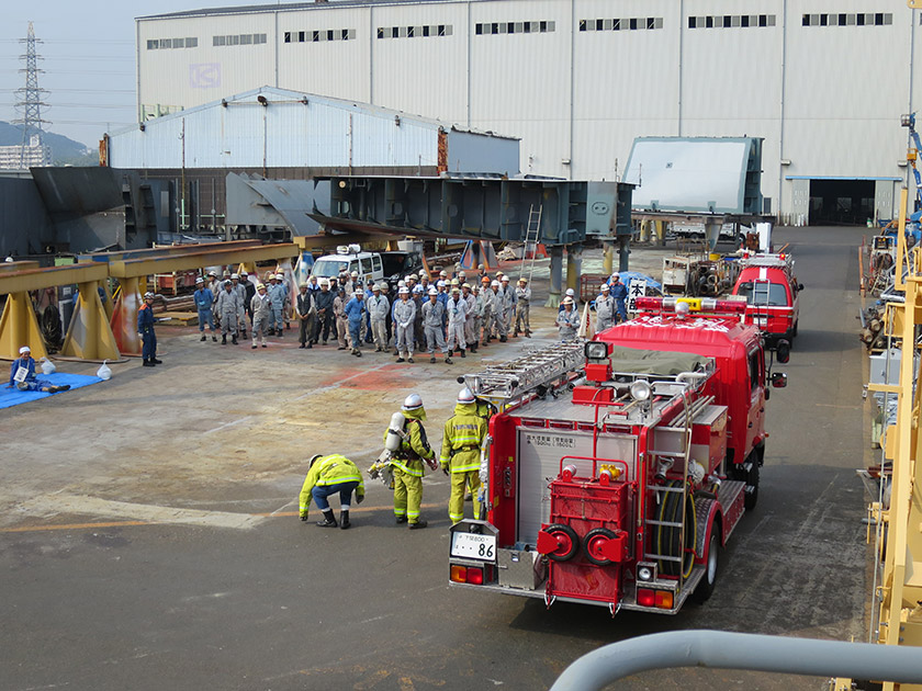 Biennial Fire Drill - Kyokuyo Shipyard