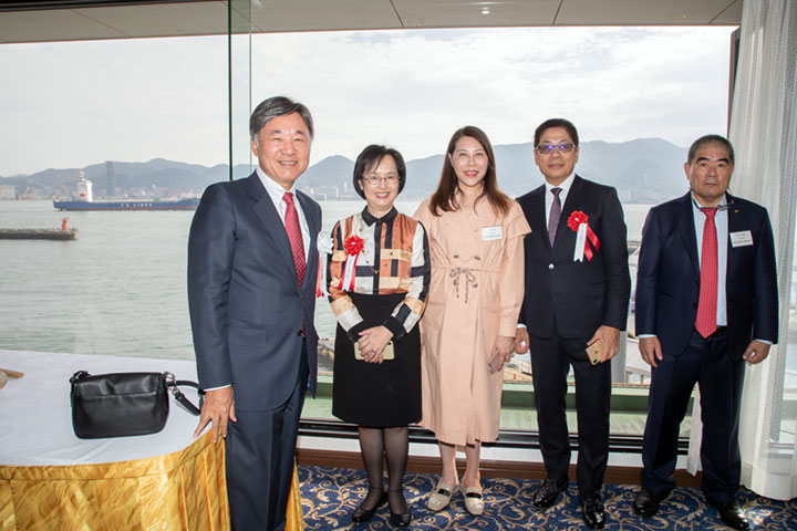 Container Carrier TS YOKOHAMA Naming & Delivery - Photo with TS YOKOHAMA in the back