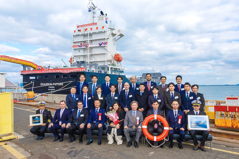 Container Carrier ERASMUS FUTURE Naming & Delivery - Kyokuyo Shipyard
