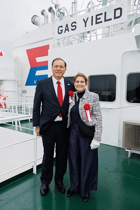 11,000m3型ガス運搬船 GAS YIELD 命名引渡 - Kyokuyo Shipyard